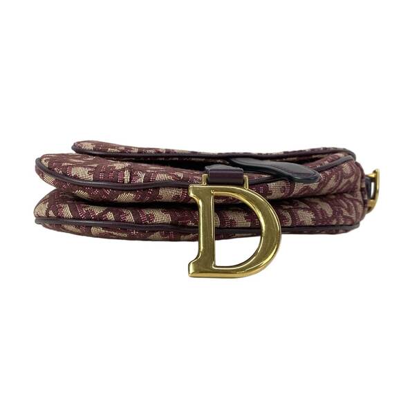 Christian Dior DIOR/ChristianDior Saddle Bag Handbag Bordeaux Beige Jacquard